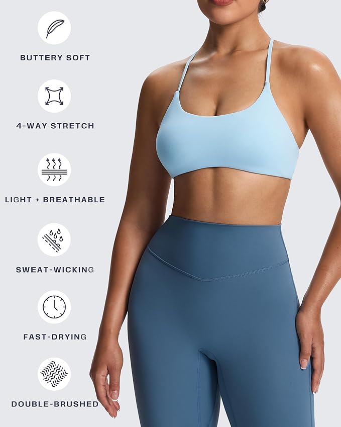 Aoxjox Women's Workout Sports Bras Fitness Trinity Ivy Low Impact Bra Yoga Crop Tank