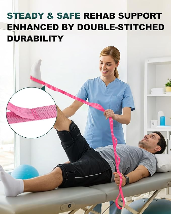 Trideer Stretching Strap for Physical Therapy & Home Rehab, Non-Elastic Yoga Strap for Stretching with Loops for Hamstring, Calf & Back Stretcher Mobility, Hip & Pilates