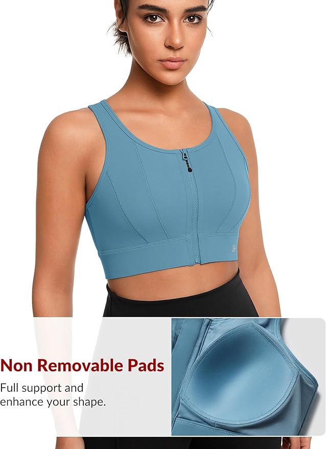 Yvette Front Closure Sports Bras for Women High Support Large Bust Supportive Sports Bra High Impact for Running