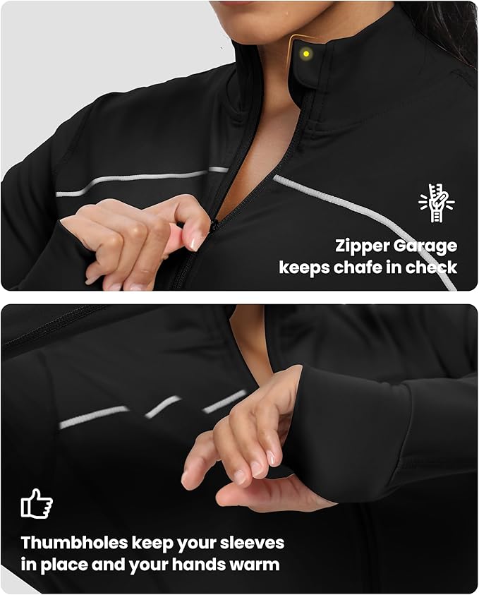 GYM RAINBOW Womens Zip Up Workout Jakcets Cropped Lightweight Slim Fit Running Athletic Jackets