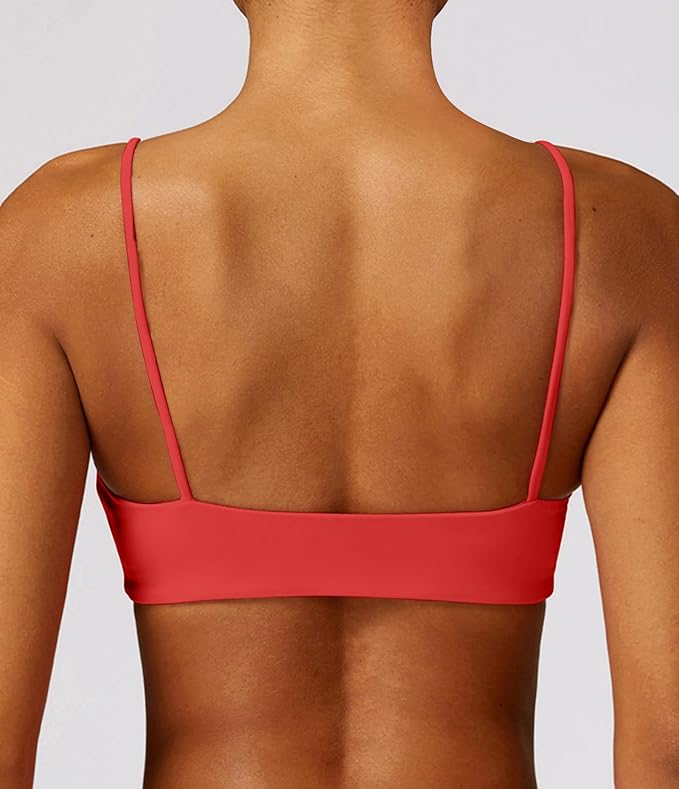 Comper Women's Sports Bra with Thin Straps Stretchy Wirefree Workout Bras Lightweight Workouts Bralette with Removable Pads