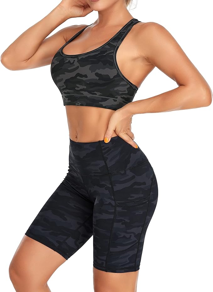 Oalka Women's Racerback Sports Fitness Support Workout Running Bras