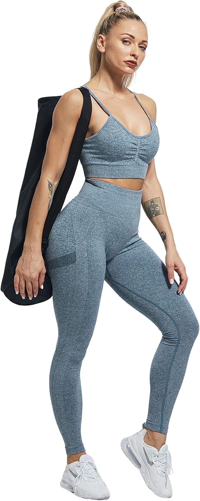 CHRLEISURE Workout Leggings Sets for Women, Gym Scrunch Butt Butt Lifting Seamless Leggings 3 Piece