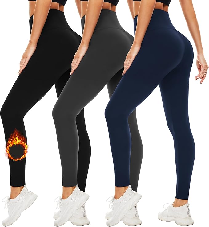 FULLSOFT 3 Pack Leggings for Women High Waisted Soft Black Yoga Pants for Workout Athletic Running Reg & Plus Size