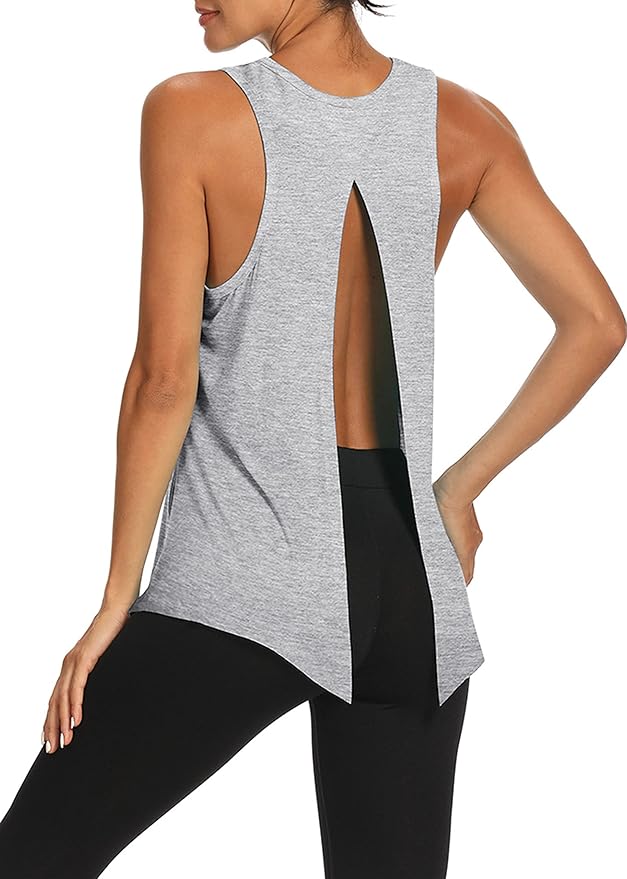 Bestisun Workout Tank Tops Open Back Yoga Exercise Shirts Tie Back Athletic Clothes for Women