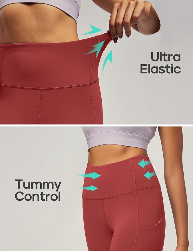 IUGA Leggings with Pockets for Women High Waisted Yoga Pants Women Tummy Control Workout Compression Running Leggings