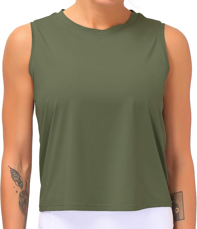 Dragon Fit Womens Ice Silk Workout Tank Tops Sleeveless Cropped Yoga Shirt for Running Gym Summer