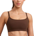 CRZ YOGA Butterlift Double Lined Scoop Neck Sports Bras for Women - Spaghetti Straps U Back Yoga Top Non Padded