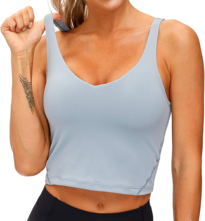 THE GYM PEOPLE Womens' Sports Bra Longline Wirefree Padded with Medium Support