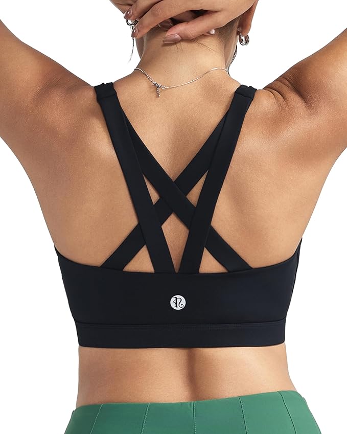 RUNNING GIRL Sports Bras for Women,Padded Strappy Sports Bras Criss-Cross Back Medium Support Sports Bras with Removable Cups