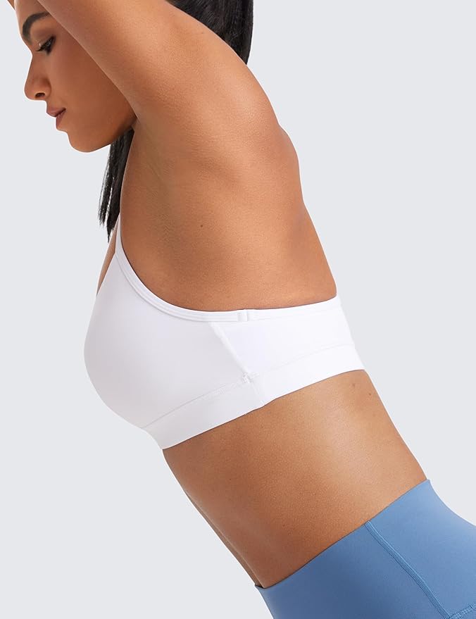 CRZ YOGA Butterluxe Y Back Sports Bras for Women - Padded Racerback Low Impact Spaghetti Thin Strap Workout Yoga Top