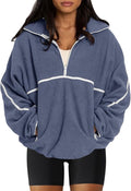 LASLULU Womens Half Zip Pullover Sweatshirt Sherpa Fleece Jacket Oversized Sweatshirts Warm Fuzzy Sweaters Pockets
