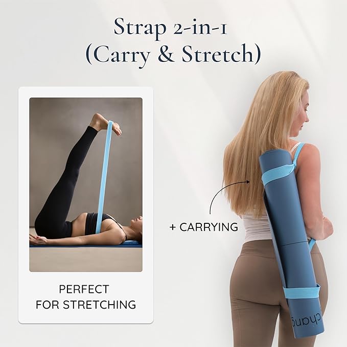 Arch-shaped Yoga Mat, Eco PU Rubber, Non-Slip Exercise Mat for Yoga, Pilates, Home Workout & Stretching with Carry/Stretch Strap & Motivational Design