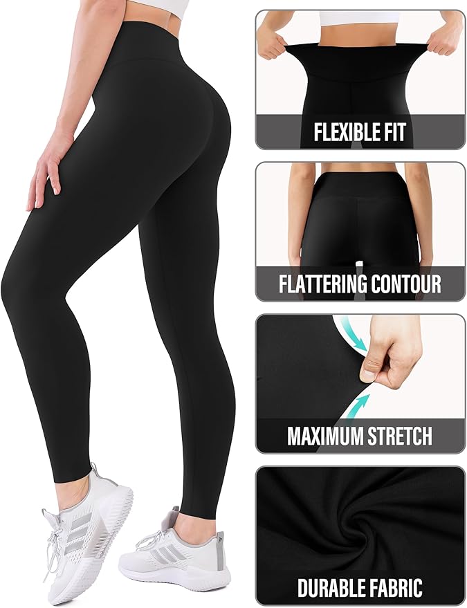 High Waisted Leggings with Pockets for Women Buttery Soft Full Length Capri Workout Yoga Pants