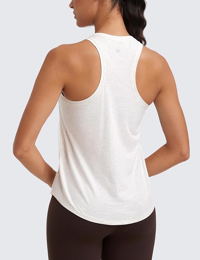 CRZ YOGA Pima Cotton Racerback Tank Tops for Women - Workout Athletic Casual Soft Scoop Neck Sleeveless Shirts