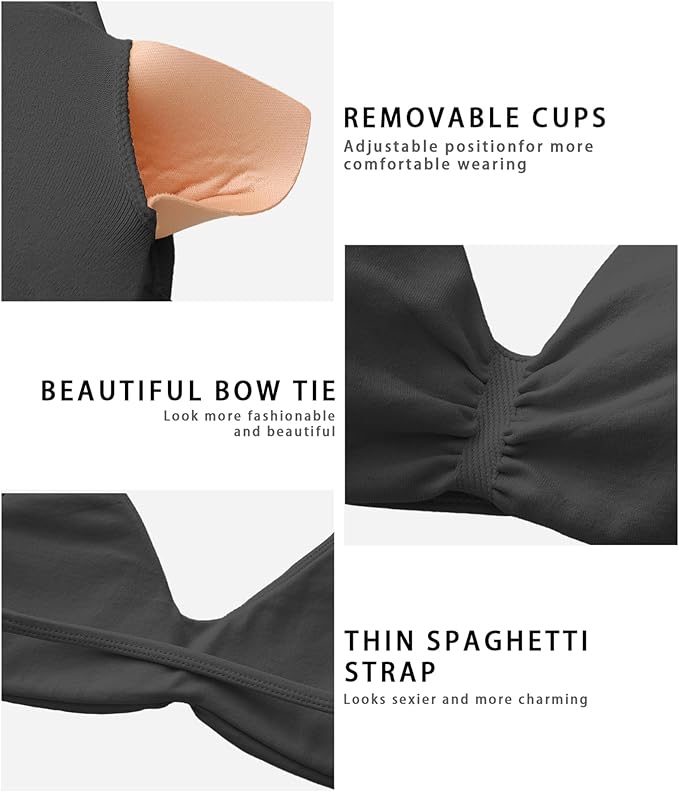 Comper Women's Sports Bra with Thin Straps Stretchy Wirefree Workout Bras Lightweight Workouts Bralette with Removable Pads