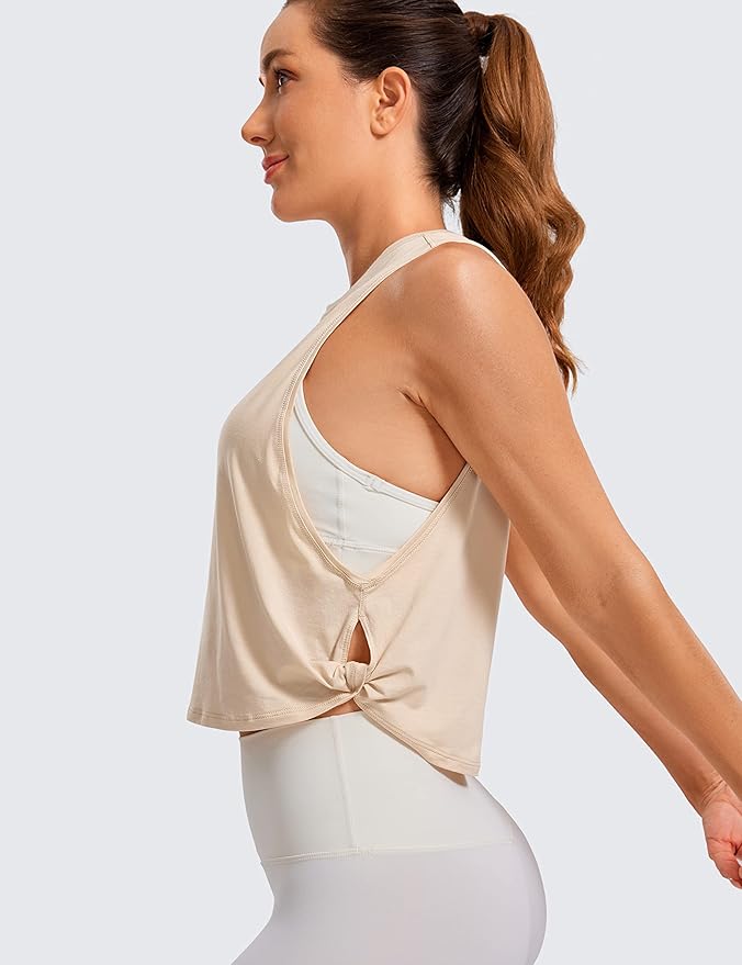 CRZ YOGA Pima Cotton Large Armhole Tank Tops for Women - Workout Sport Athletic Yoga Running Gym Loose Crop Sleeveless Shirts
