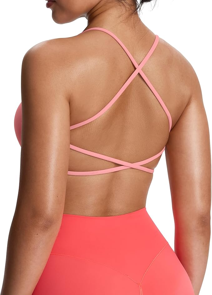 Aoxjox Women's Workout Sports Bras Fitness Trinity Ivy Low Impact Bra Yoga Crop Tank