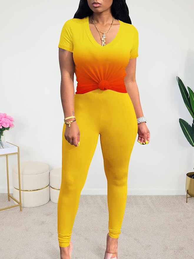 Lounge Sets for Women 2 Piece Summer Casual Jogger Workout Outfits Short Tops Long Pant Sweat suit leggings set