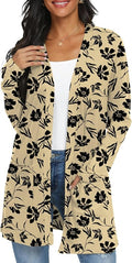 Womens Casual Lightweight with Pocketes Long Sleeve Open Front Cardigan