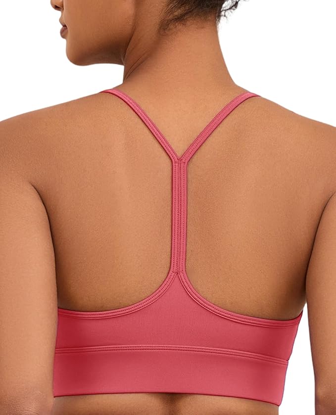 Womens Y-Back Sports Bra, Weightless Padded Yoga Bra, Spaghetti Strap Low Impact Gym Top for Workout & Daily Wear