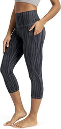 ODODOS Women's High Waisted Yoga Capris with Pockets, Tummy Control Non See Through Workout Athletic Running Capri Leggings