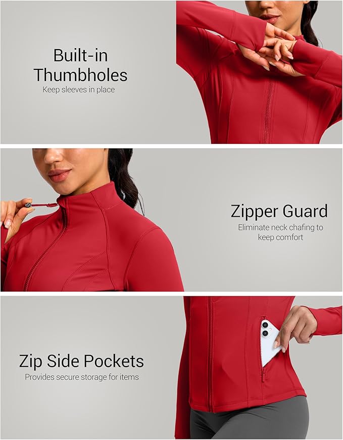 G Gradual Women's Workout Jackets Extended Waist Length Slim Full Zip 4 Pockets Athletic Jacket Spring Running Yoga Clothes