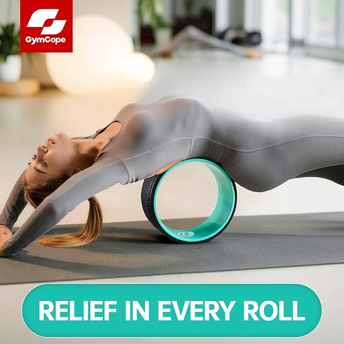 Back Wheel Foam Roller – Targeted Back & Neck Relief, Lumbar Spine Stretcher, Spinal Decompression Back Stretcher, Massage Roller with Density Foam for Physical Therapy, Supports 500lbs