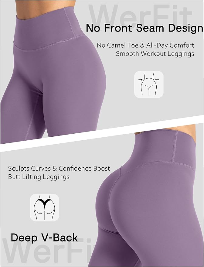 Unthewe Naked-Feel No Front Seam Leggings for Women - High Waisted Buttery Soft Workout Yoga Pants 25"