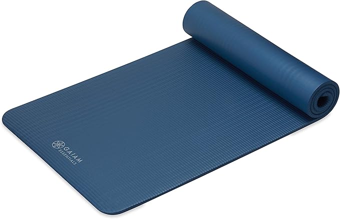 Gaiam Yoga Mat, Pilates & Exercise Mat, Thick 2/5" (10mm) Workout Mat with Easy-Cinch Carrying Strap for Home & Gym Workouts
