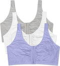 Fruit of the Loom Women's 96014PK Comfort Cotton Blend Front Close Sports Bra 2 Pack