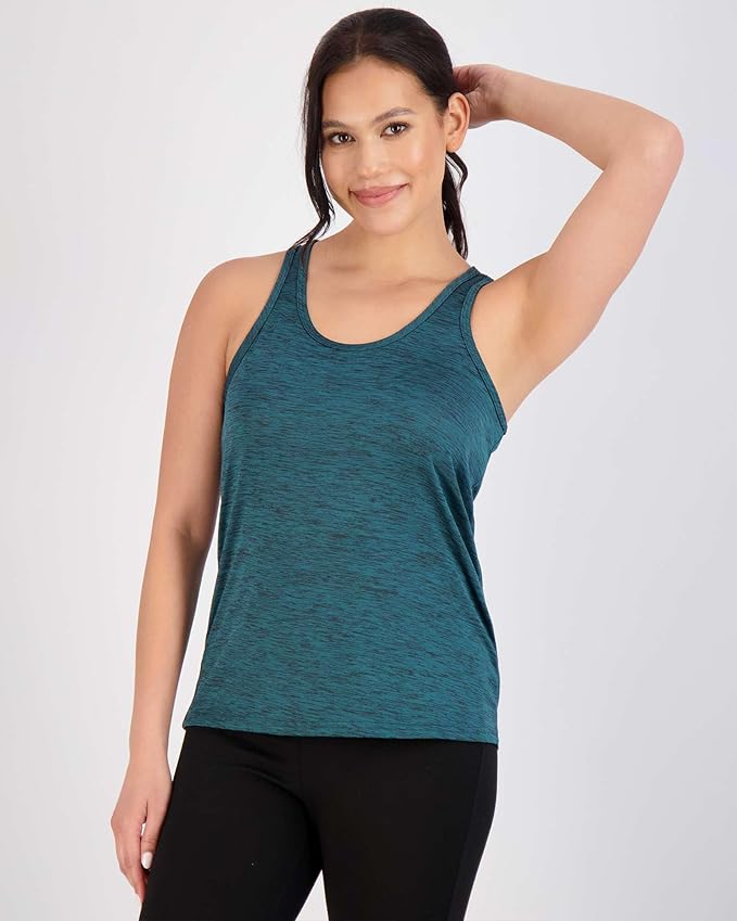 Real Essentials 5 Pack: Women's Racerback Tank Top Dry-Fit Athletic Performance Yoga Activewear (Available in Plus Size)