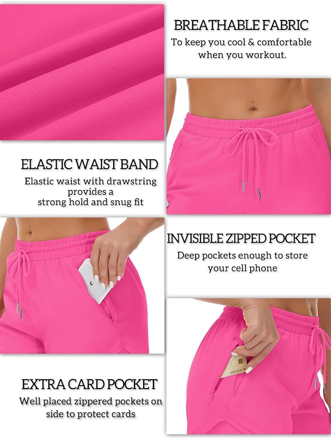 Mancreda Women's Running Shorts with Liner 3 Zipper Pockets Elastic Workout Athletic Gym Yoga Shorts