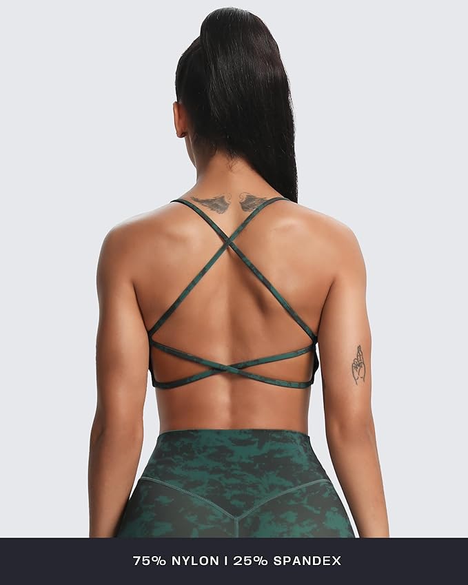 Aoxjox Women's Workout Sports Bras Fitness Trinity Ivy Low Impact Bra Yoga Crop Tank