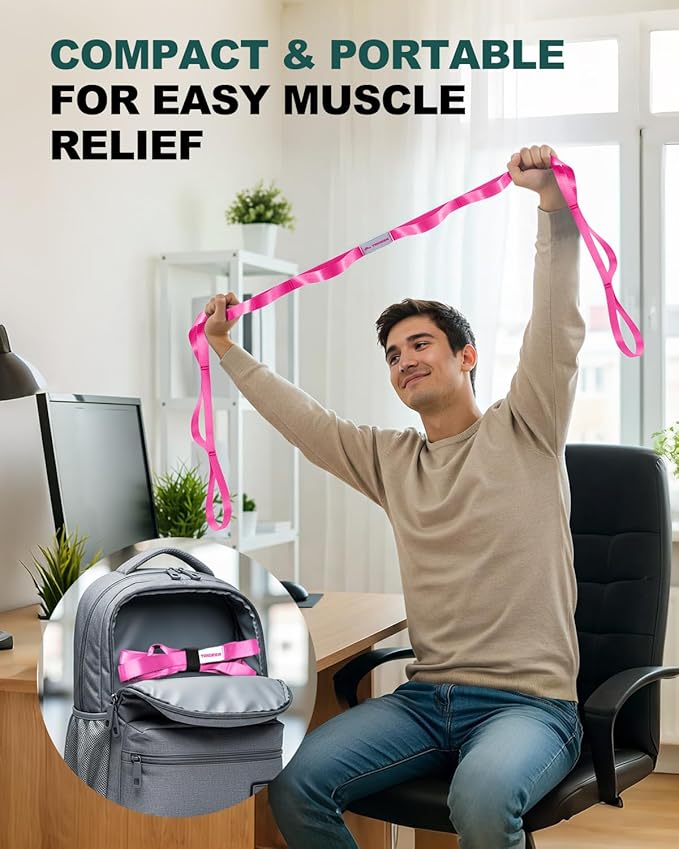 Trideer Stretching Strap for Physical Therapy & Home Rehab, Non-Elastic Yoga Strap for Stretching with Loops for Hamstring, Calf & Back Stretcher Mobility, Hip & Pilates