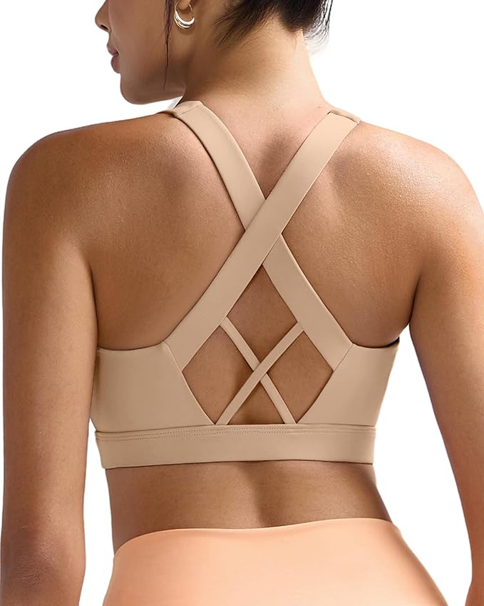 RUNNING GIRL Sports Bra for Women, Molded Cup High Impact Sports Bras for Women with Sewn in Pads
