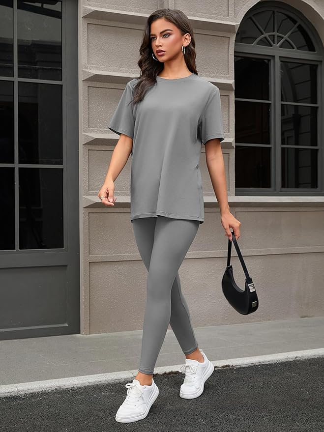 ZFLM casual sportswear 3-piece set high waist tight pants yoga pants short sleeved round neck yoga set
