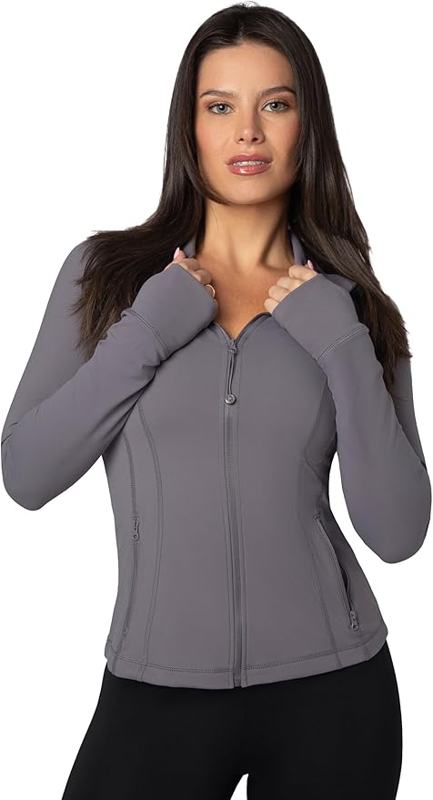 90 Degree By Reflex Full Zip Running Track Jacket Lightweight Athletic Slim Fit Jacket with Thumbholes