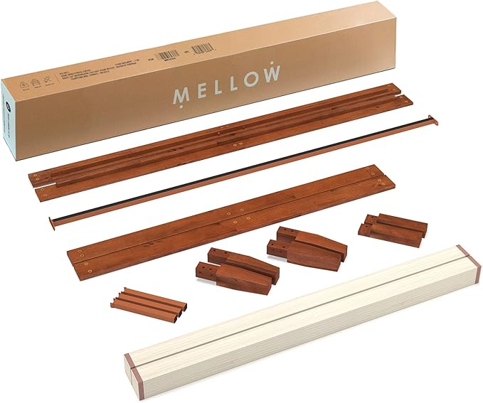 Mellow Naturalista Classic 12 Inch Solid Wood Platform Bed with Wooden Slats, Cal King, Cherry