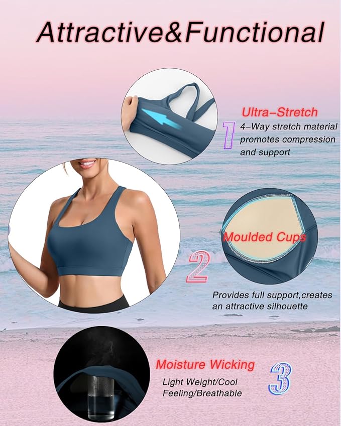 RUNNING GIRL Sports Bras for Women, Molded Cup High Impact Sports Bra Workout Bras for Women High Support Racerback