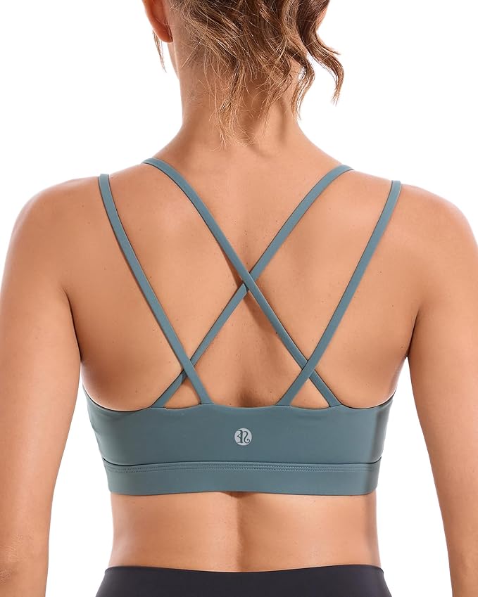 RUNNING GIRL High Impact Sports Bras for Women - Scoop Neck Strappy Sports Bra High Support Moulded Cup Workout Bra
