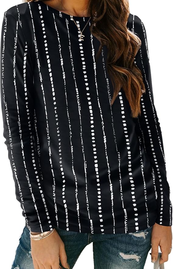 AUTOMET Women‘s Basic Long Sleeve Crewneck, Plus Size Winter & Spring Top, Casual Fall Tee for Teacher & Everyday Outfits
