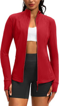 Women's Workout Jackets with 4 Pockets Zip Up Slim Fit Soft Fall Jacket for Yoga Running Athletic