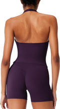 RXRXCOCO Halter Workout Sets for Women 2 Piece V Neck Tank Tops Hidden Scrunch Booty Shorts Gym Outfits with Pockets