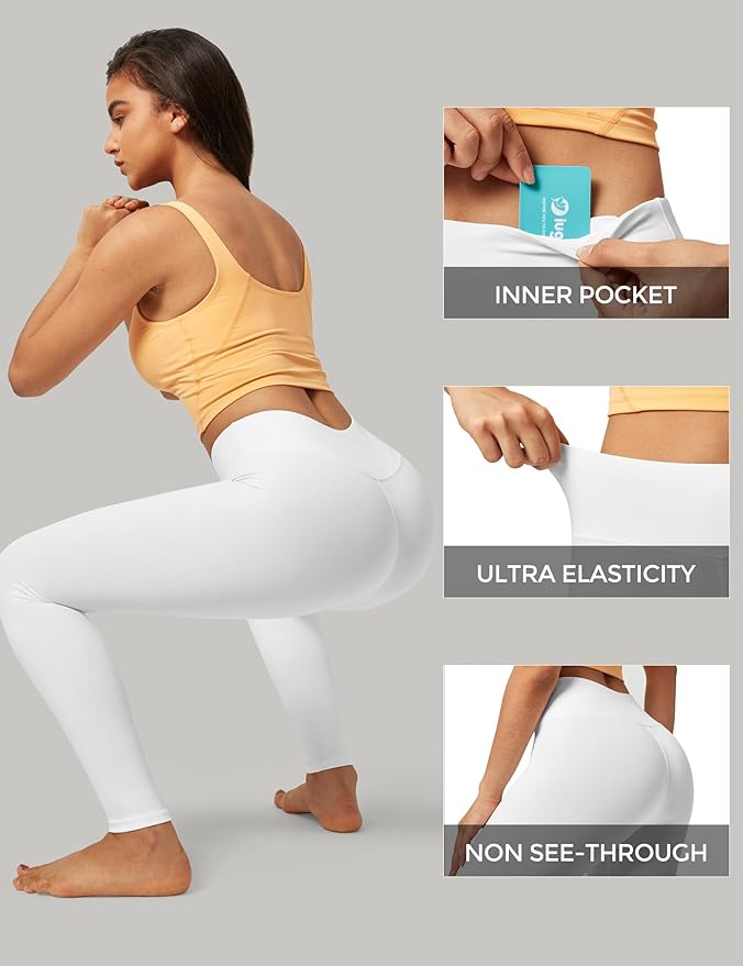 IUGA High Waisted Leggings for Women Running Workout Leggings with Inner Pocket Yoga Pants for Women
