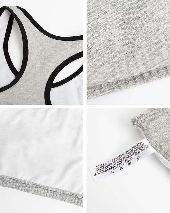 Fruit of the Loom girls Multi Pack Cotton Built -Up Stretch Sports Bra Available in 6 Packs!