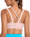 RUNNING GIRL Sports Bras for Women,Padded Strappy Sports Bras Criss-Cross Back Medium Support Sports Bras with Removable Cups