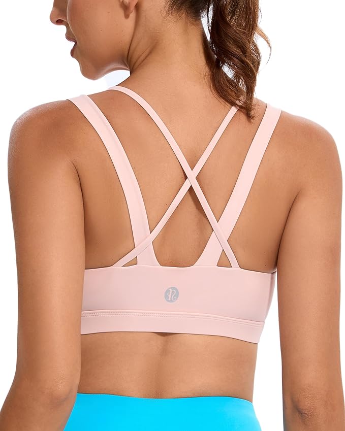 RUNNING GIRL Sports Bras for Women,Padded Strappy Sports Bras Criss-Cross Back Medium Support Sports Bras with Removable Cups