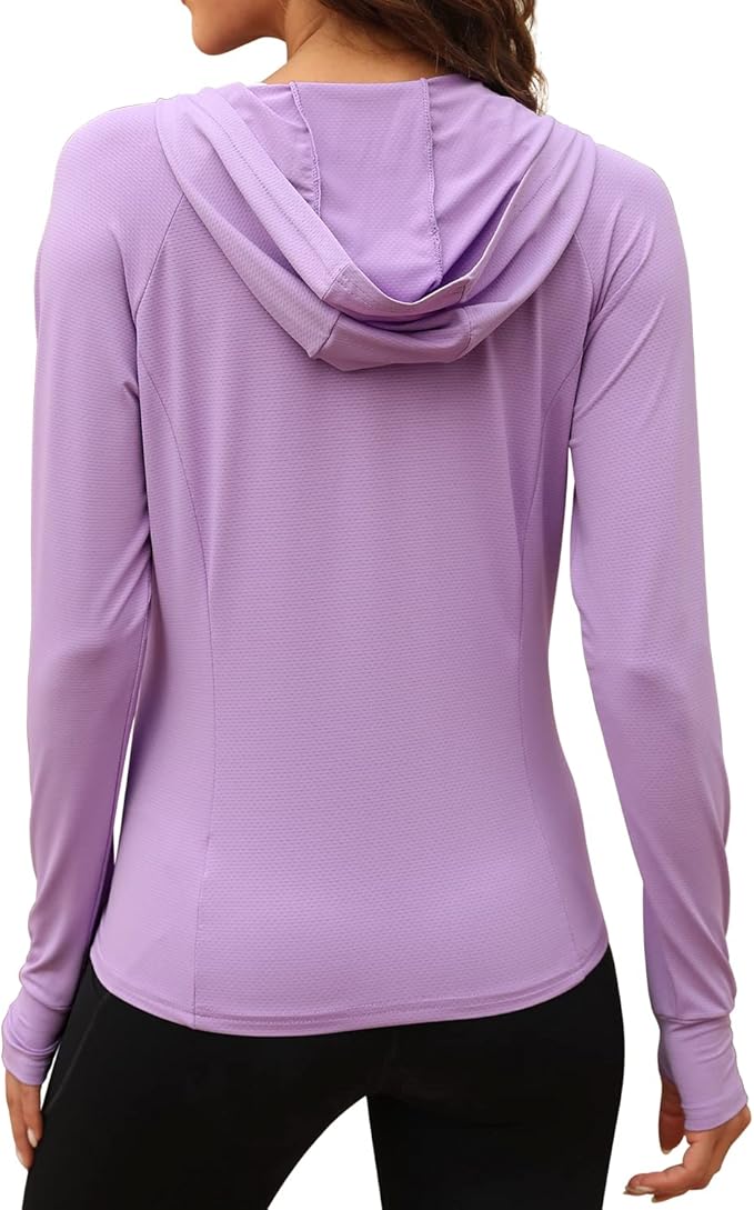 We1Fit Women's UPF 50+ Sun Protection Jacket Hoodie Sun Shirts Hiking Running Athletic Shirt