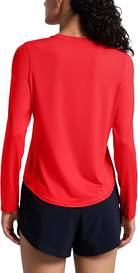 CRZ YOGA Lightweight Workout Long Sleeve Shirts for Women - Gym Running Fall Athletic Training T-Shirts High Neck Tops